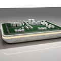 Commercial Display Equipment For Architectural Models With Green Surface Illuminated Base And White Buildings