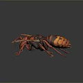 Realistic 3D Rendered Hornet With Red And Yellow Body And Transparent Wings On Dark Background