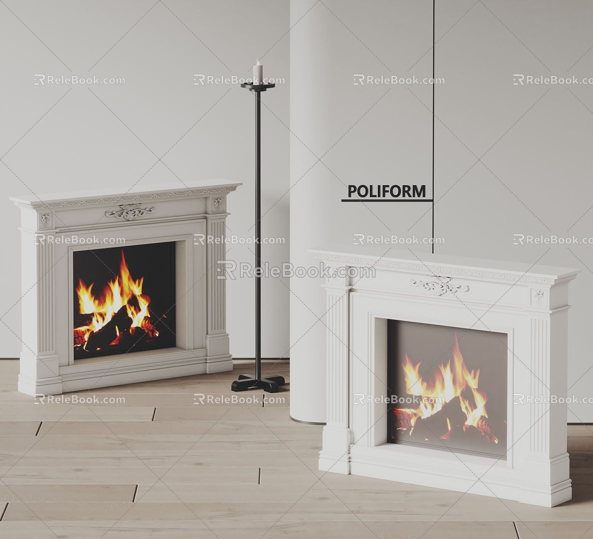 CASSINA modern fireplace flame stove candle 3d model