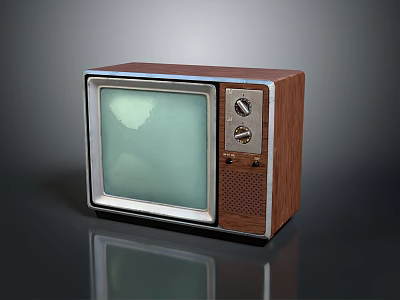 Vintage Television With Brown Wooden Case Classic Screen And Retro Control Knobs 3d model