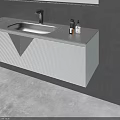 Modern Bathroom Interior With Sleek Washbasin Vanity Lighted Mirror And Dark Gray Wall