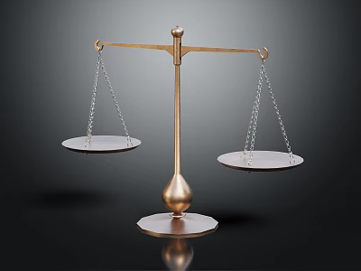 Golden Scales For Daily Living Supplies With Two Pans And Round Base 3d model