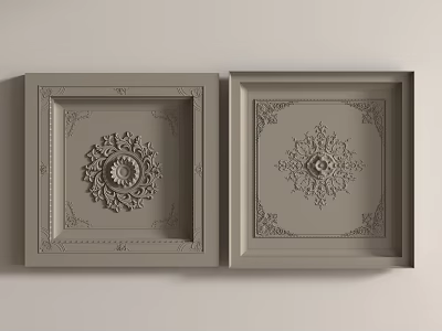 French Gypsum Carved Ceiling Light Plate Corner Angle Gypsum 3d model