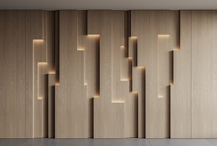 Modern wood veneer modeling background wall 3d model