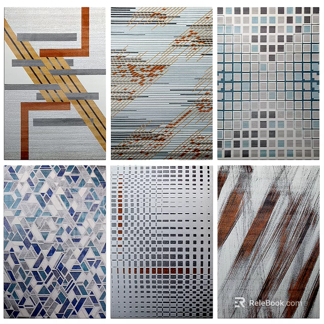 Modern Square Rugs with Geometric Patterns and Diverse Design Styles for Home Decor 3d model