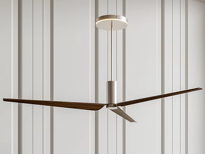 Modern Wooden Pendant Light With Metallic Base And Sleek Extended Arms 3d model