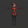 Incredibles Female Superhero Character With Red Hair Black Mask Red Bodysuit Arms Outstretched