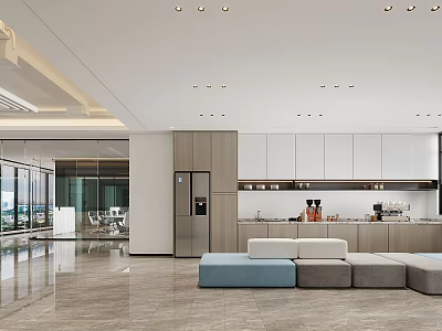 Modern Leisure Area Interior With Comfortable Sofa Coffee Table Large Windows And Natural Light 3d model