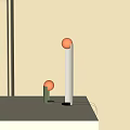 Modern Table Lamps With Two Glowing Spherical Lampshades And Tall White Pole Bases