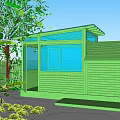 Courtyard Garden Design With Blue Pool Green Lily Pads Trees And Red Umbrella White Chairs