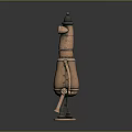 Vintage Metallic Robot Character With Round Eyes Hat And Assembled Cylindrical Body Parts