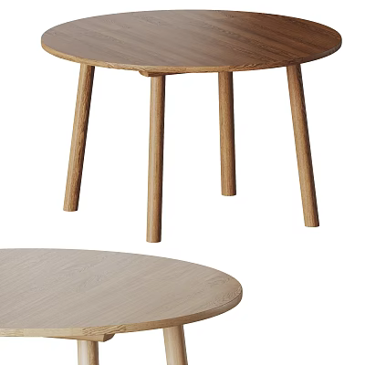 Round Natural Wood Dining Table With Light Wooden Legs Simple Design 3d model Round Natural Wood Dining Table With Light Wooden Legs Simple Design 3d model