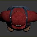 A Man with Mustache Wearing Red Hat Red T-shirt Blue Overalls and Brown Shoes