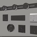 Modern Switch Panels Featuring Various Gray White Designs Track And Square Styles 3d model