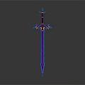 Fantasy Glowing Blue Sword with Decorative Hilt and Sharp Blade in Dark Background 3D Render