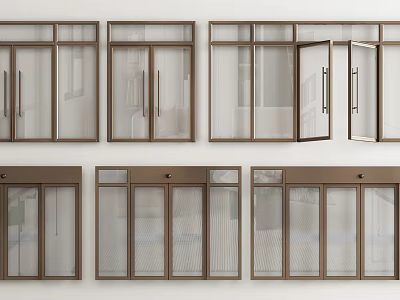 Various Style Glass Doors With Sliding Hinged Designs And Metal Frames Transparent Vertical Striped Glass 3d model