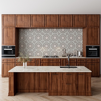 American Style Cabinet Solid Wood Kitchen Cabinet Combination Antique American Style Kitchen Cabinet 3d model