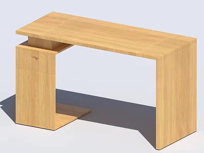 Modern Light Wooden Desk with Single Drawer and Simple Design for Home Office 3d model