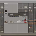 Modern Wine Cabinet With Glass Doors LED Lighting And Wine Storage Shelves