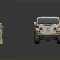 Beige Four Door Off Road SUV Featuring Round Headlights And Large Tires