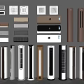 Various Styles of Air Conditioner Fans with Modern Designs and Multiple Colors