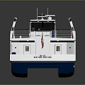 Modern Ferry With Two Level Structure And American Flag 3d model
