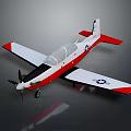Red White And Black Airplane With Propeller Canopy US Logo Wings And Reflection