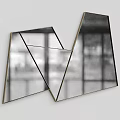 Modern Geometric Mirror Design With Metallic Frame Reflecting Indoor Windows And Scenery