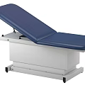 Adjustable Medical Examination Table With Blue Mattress And Stable White Base Structure 3d model