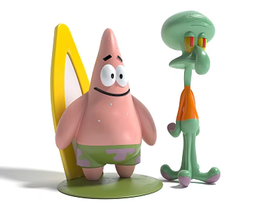 Patrick Star And Squidward Tentacles Plush Toys 3d model