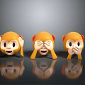 Three Cute Monkey Plush Toys With Different Gestures Covering Ears Eyes Mouth