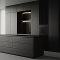 Modern Kitchen Cabinets With Marble Backsplash And Sink 3d model