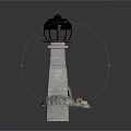 Stone Pillar Decorative Furniture With Black Lantern Top And Lattice Design