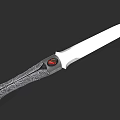 Decorative Knife With Ornate Carved Handle Red Gemstone Inlay And Polished White Blade