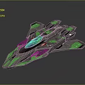 Futuristic Sci Fi Spaceship Model With Gray Green Streamlined Design And Aerodynamic Shape 3d model