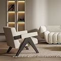 Modern Minimalist Living Room With White Sofa Glass Coffee Table And Accent Chairs