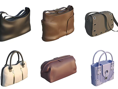 Elegant Assorted Fashionable Bags In Multiple Colors With Unique Designs And Handles 3d model