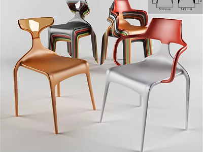 Modern Colorful Single Chair With Unique Back Design And Stylish Structure 3d model