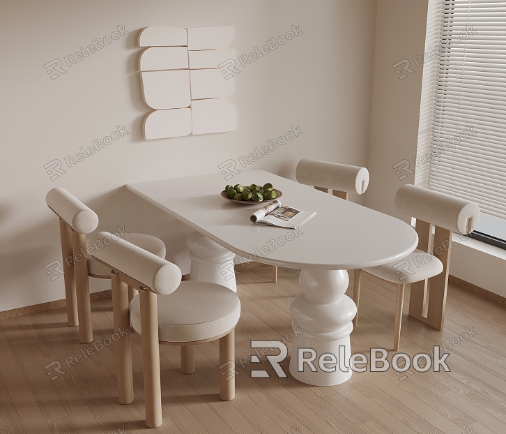 Cream wind dining table and chair combination model