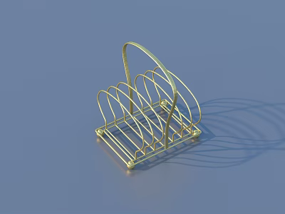 Golden Metal Utensil Holder for Kitchen Counter as Practical Household Item 3d model