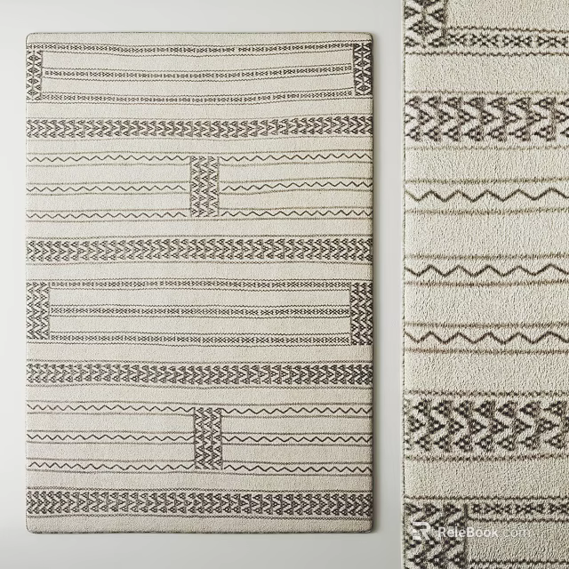 Stylish Square Rugs with Geometric Patterns Stripes Zigzags and Neutral Colors 3d model