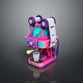 Colorful Electronic Toy Coffee Machine With Pink Purple Blue Design And Cup