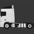 White Heavy Duty Functional Truck Cab With Black Roof Wheels And Reflective Surface 3d model