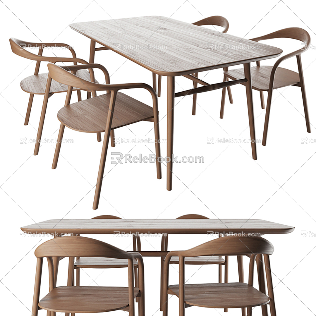 Nordic Dining Table and Chair Combination Dining Table and Chair 3d model