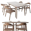 Modern Wooden Dining Table Set with Rectangular Top and Four Matching Chairs 3d model