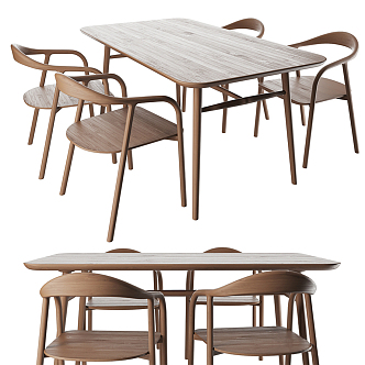 Nordic Dining Table and Chair Combination Dining Table and Chair 3d model