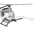 Lightweight Helicopter with Transparent Cabin Skid Landing Gear Main Rotor and Tail Rotor