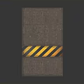 Brown Textured Brick Block With Yellow Black Warning Stripe Tape