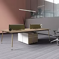 Modern Office Desk With Green Privacy Screens Drawer Cabinet Office Chair And Pink Wall