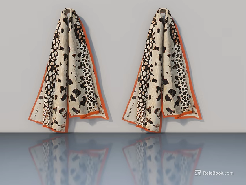 Hinged Door With Leopard Print Pattern And Orange Border For Modern Interior 3d model 
